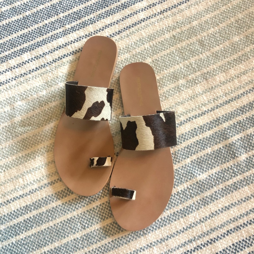 Cow print sandals size 7
